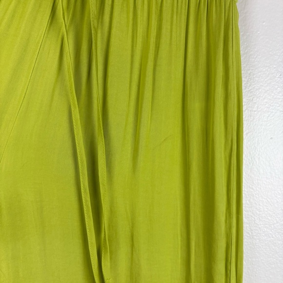 Joie Ruched Pintucked Wide Leg Drawstring Pants in Lime Green - Picture 8 of 12